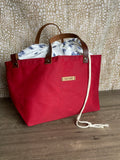 Moon with Red Waxed Canvas Large Clear Water Project Bag