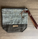 Gray Knit Stitch with brown Regular Wedge Project Bag