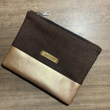 Brown Flannel and Vinyl Notions Pouch