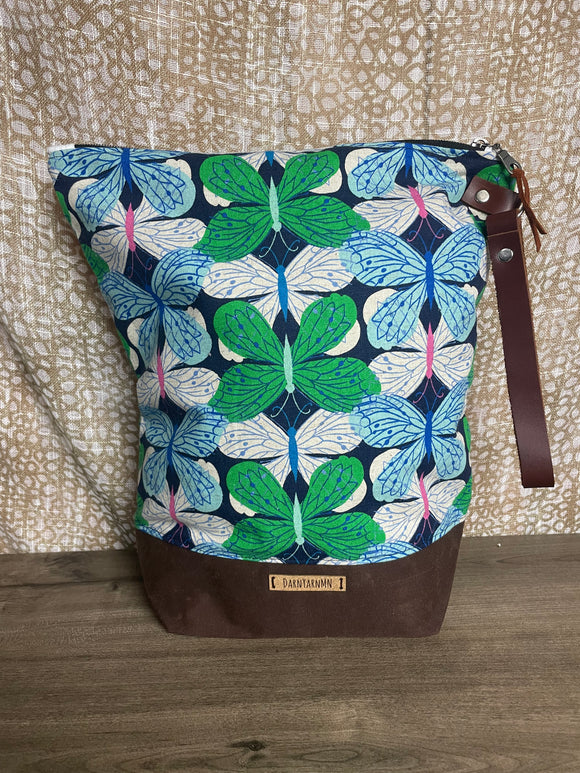 Blue Butterflies Large Wedge Project Bag