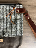 Gray Knit Stitch with brown Regular Wedge Project Bag